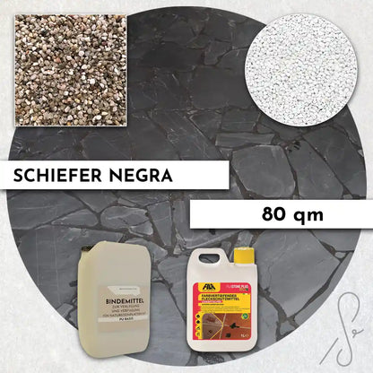 80 m² Terrassepakke COMPRESA med Negra skiferfliser
