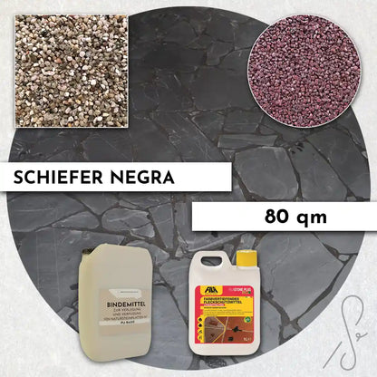 80 m² Terrassepakke COMPRESA med Negra skiferfliser