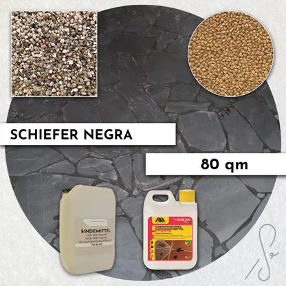 80 m² Terrassepakke COMPRESA med Negra skiferfliser