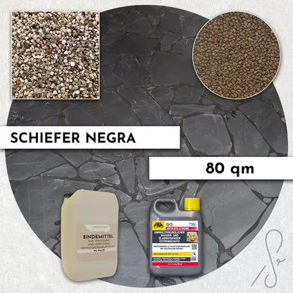 80 m² Terrassepakke COMPRESA med Negra skiferfliser