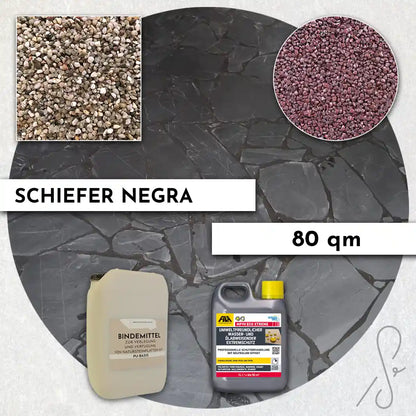 80 m² Terrassepakke COMPRESA med Negra skiferfliser