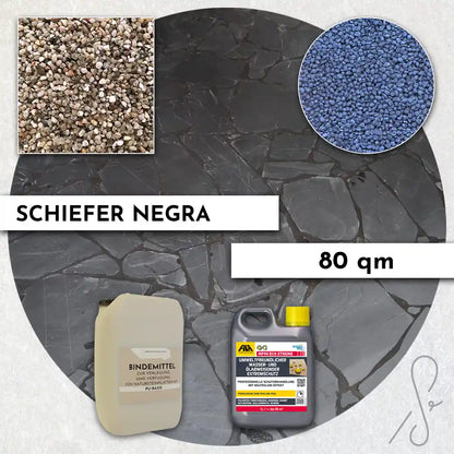 80 m² Terrassepakke COMPRESA med Negra skiferfliser