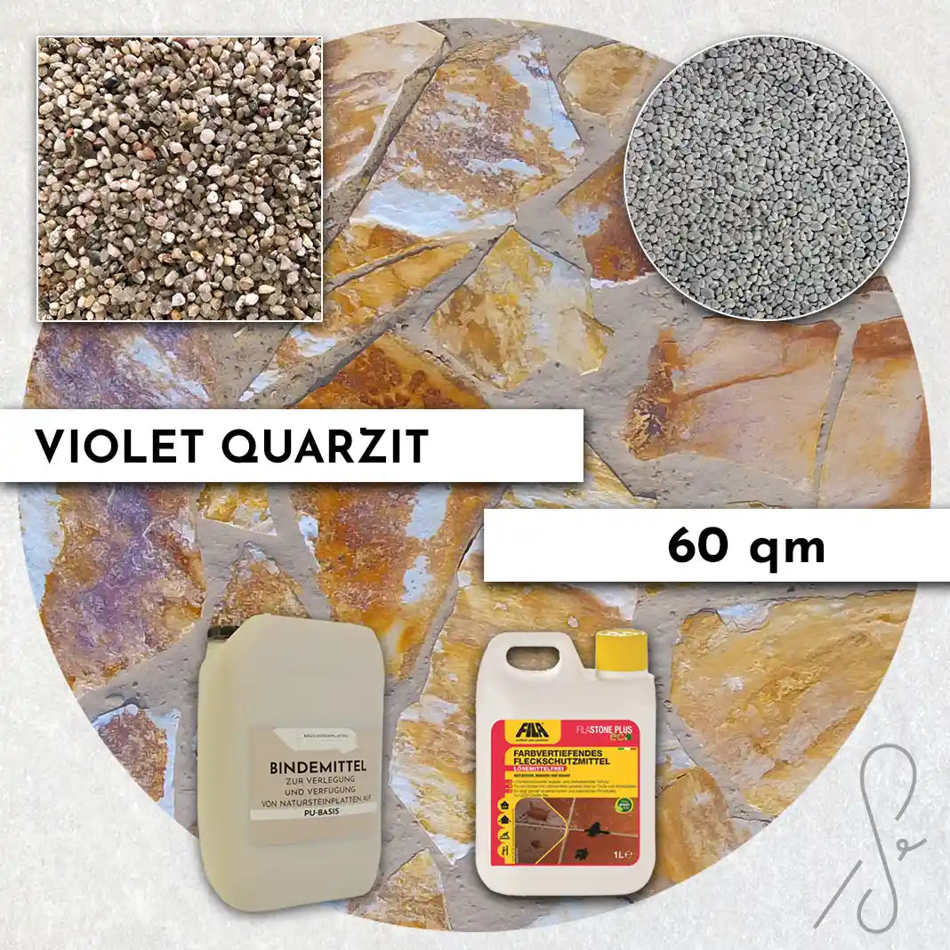 60 m² COMPRESA terraspakket met Violet kwartsiettegels