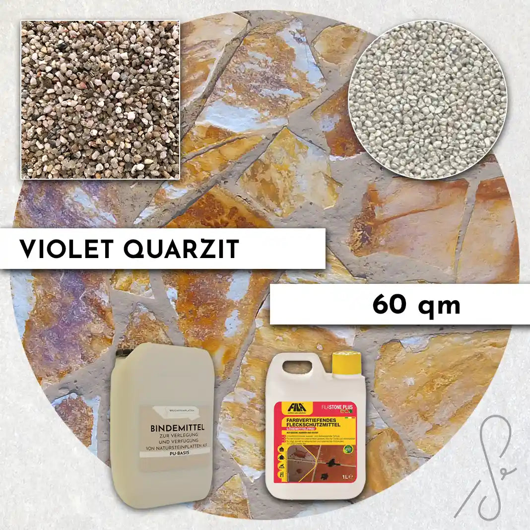 60 m² Terrassenpaket COMPRESA mit Violet Quarzitplatten