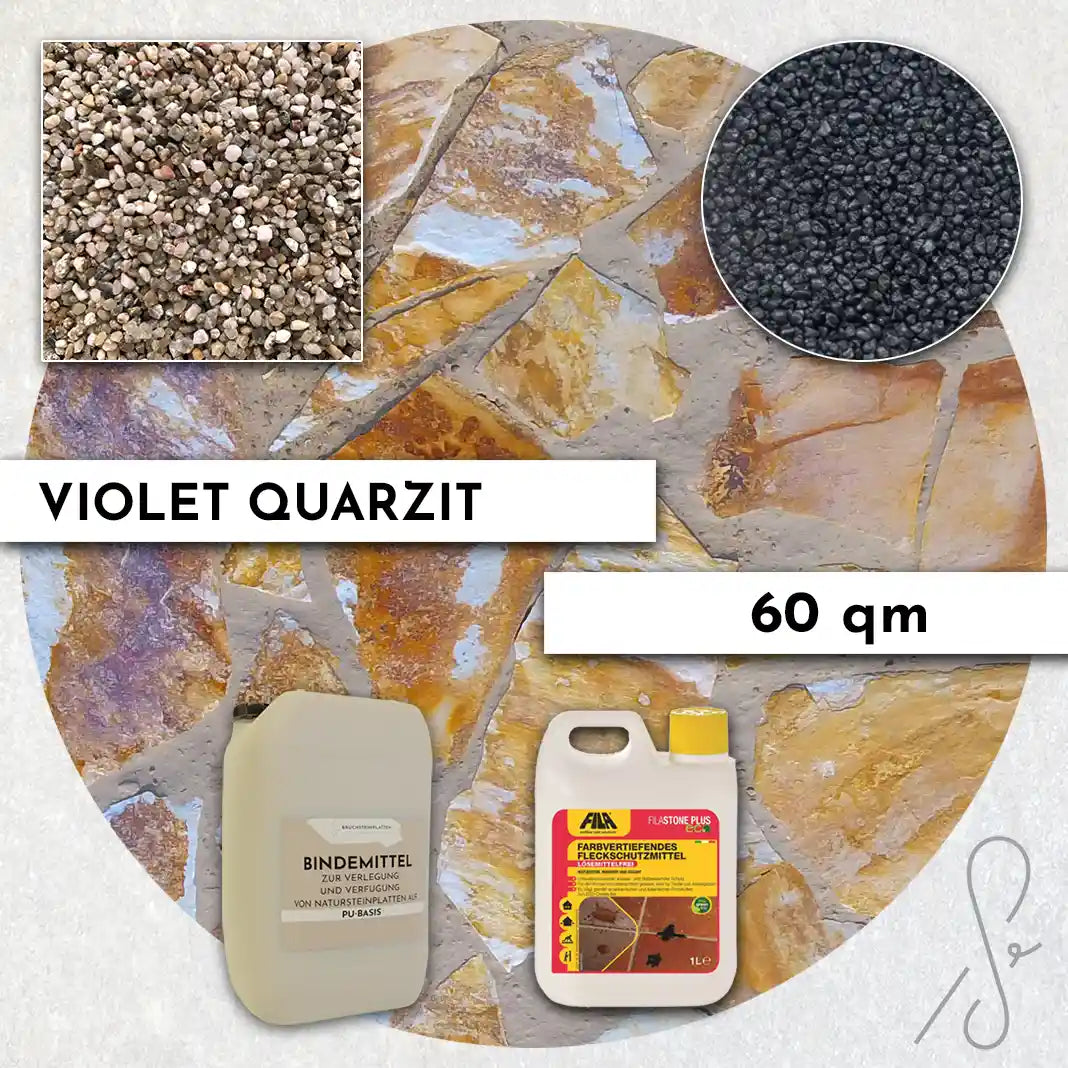 60 m² COMPRESA terraspakket met Violet kwartsiettegels