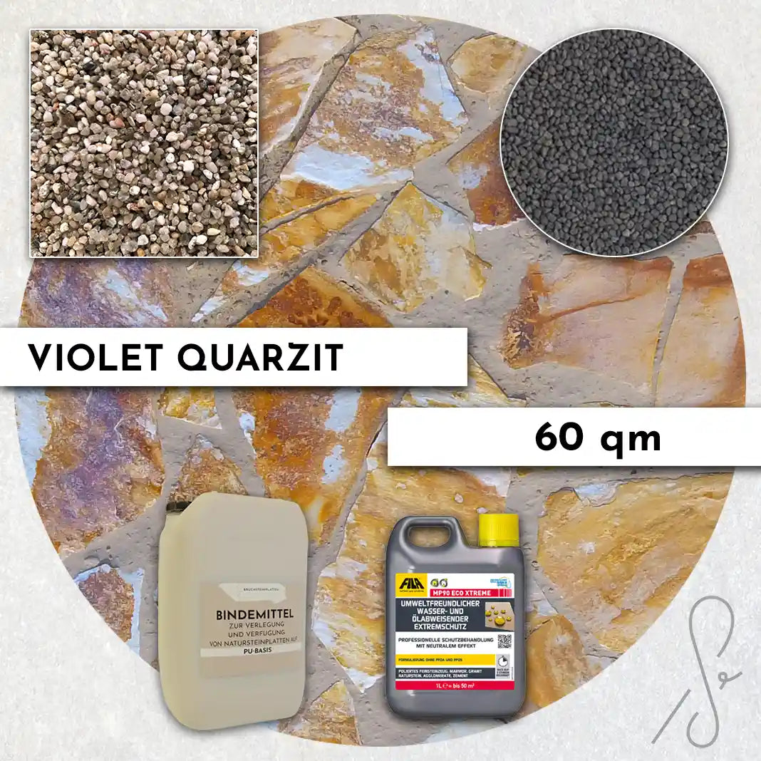 60 m² Terrassenpaket COMPRESA mit Violet Quarzitplatten