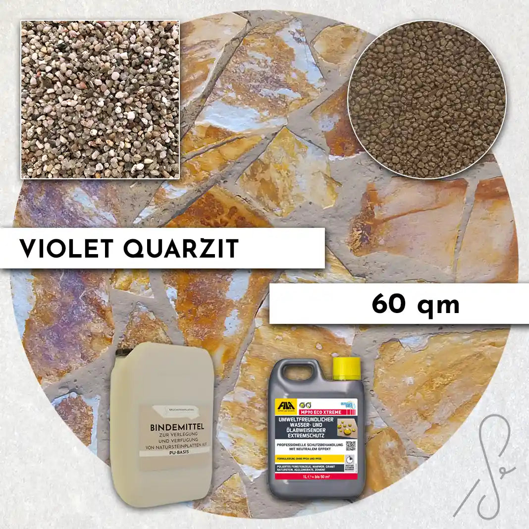 60 m² Terrassenpaket COMPRESA mit Violet Quarzitplatten