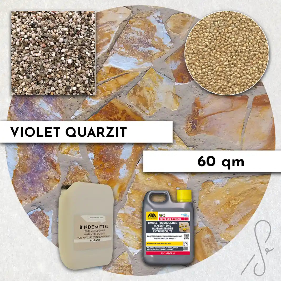 60 m² Terrassenpaket COMPRESA mit Violet Quarzitplatten