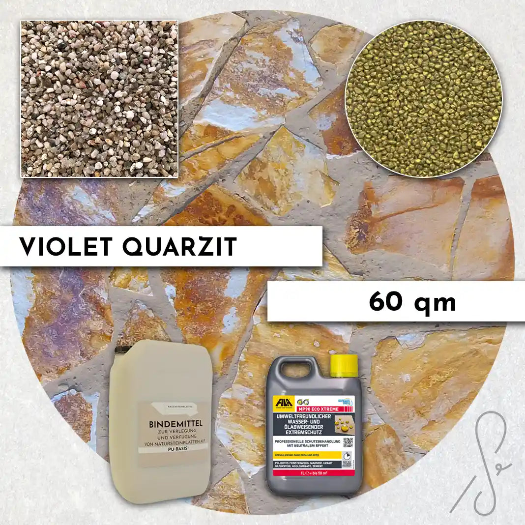 60 m² Terrassenpaket COMPRESA mit Violet Quarzitplatten