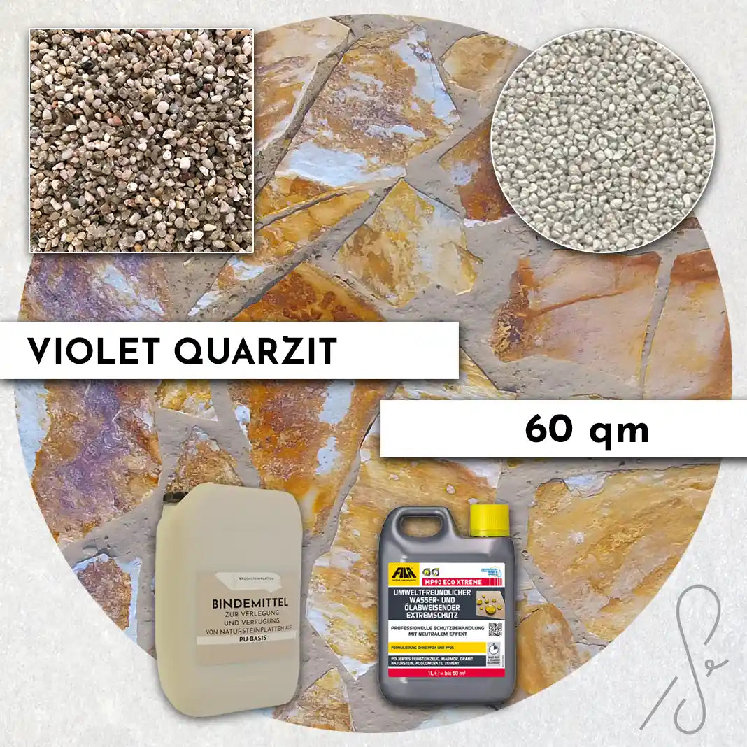 60 m² Terrassenpaket COMPRESA mit Violet Quarzitplatten