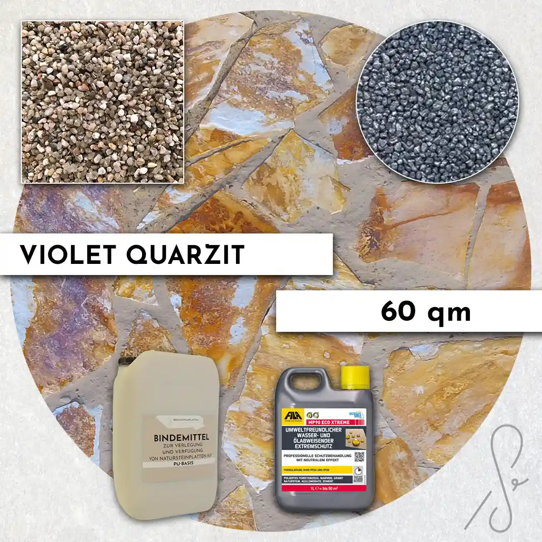 60 m² COMPRESA terraspakket met Violet kwartsiettegels