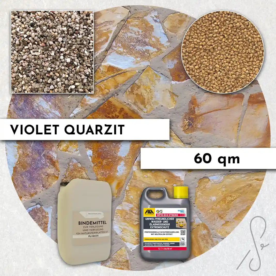 60 m² Terrassenpaket COMPRESA mit Violet Quarzitplatten