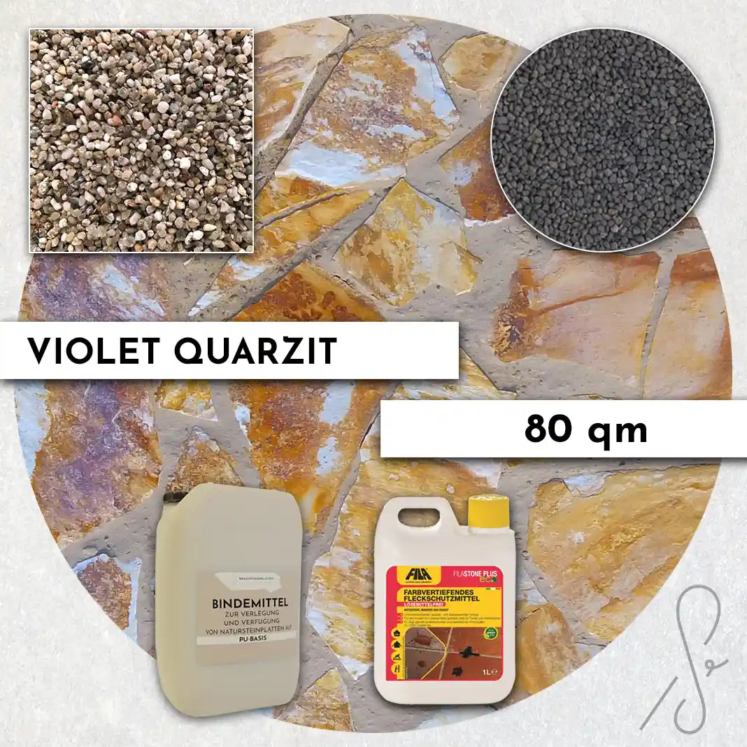 80 m² Terrassenpaket COMPRESA mit Violet Quarzit Platten