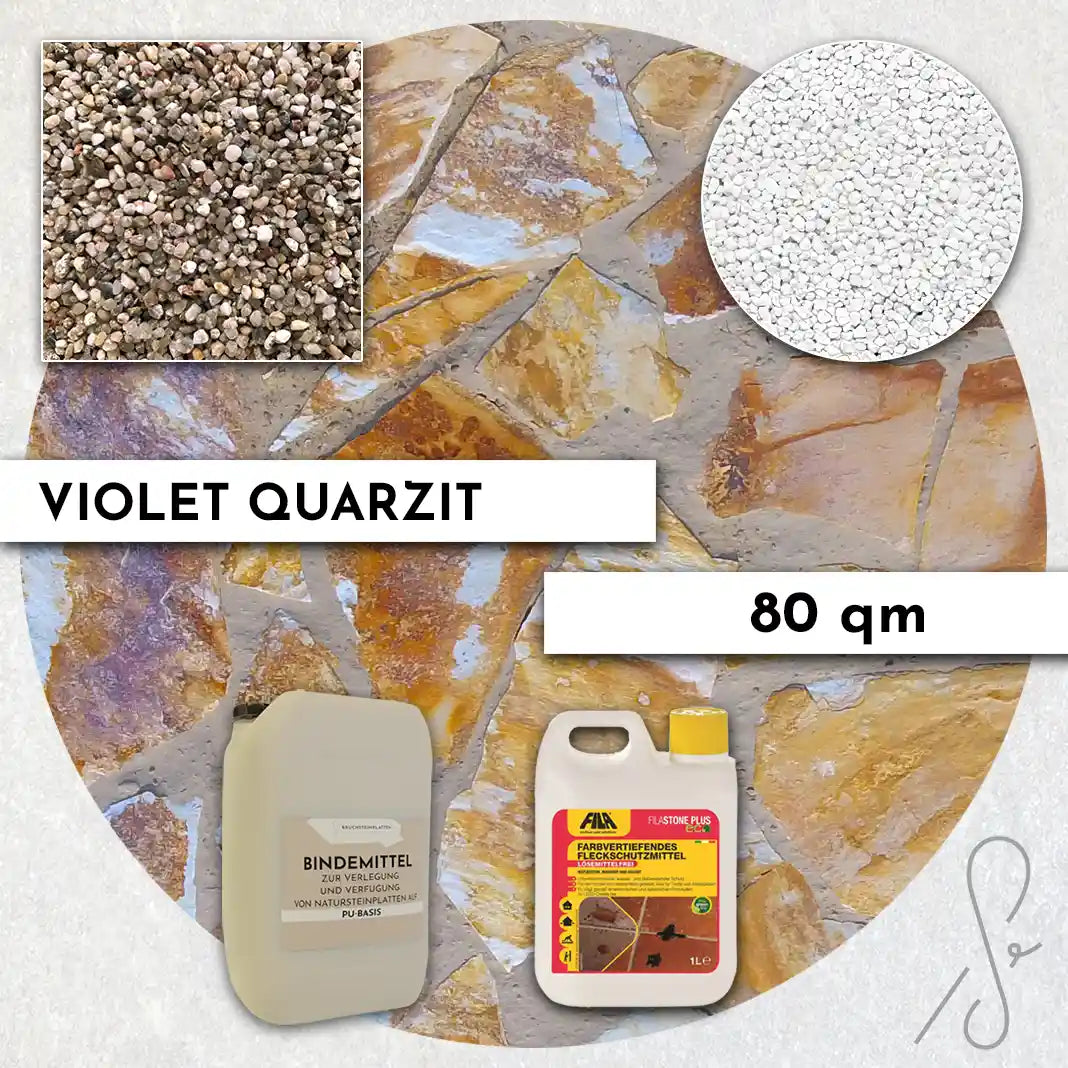 80 m² Terrassenpaket COMPRESA mit Violet Quarzit Platten