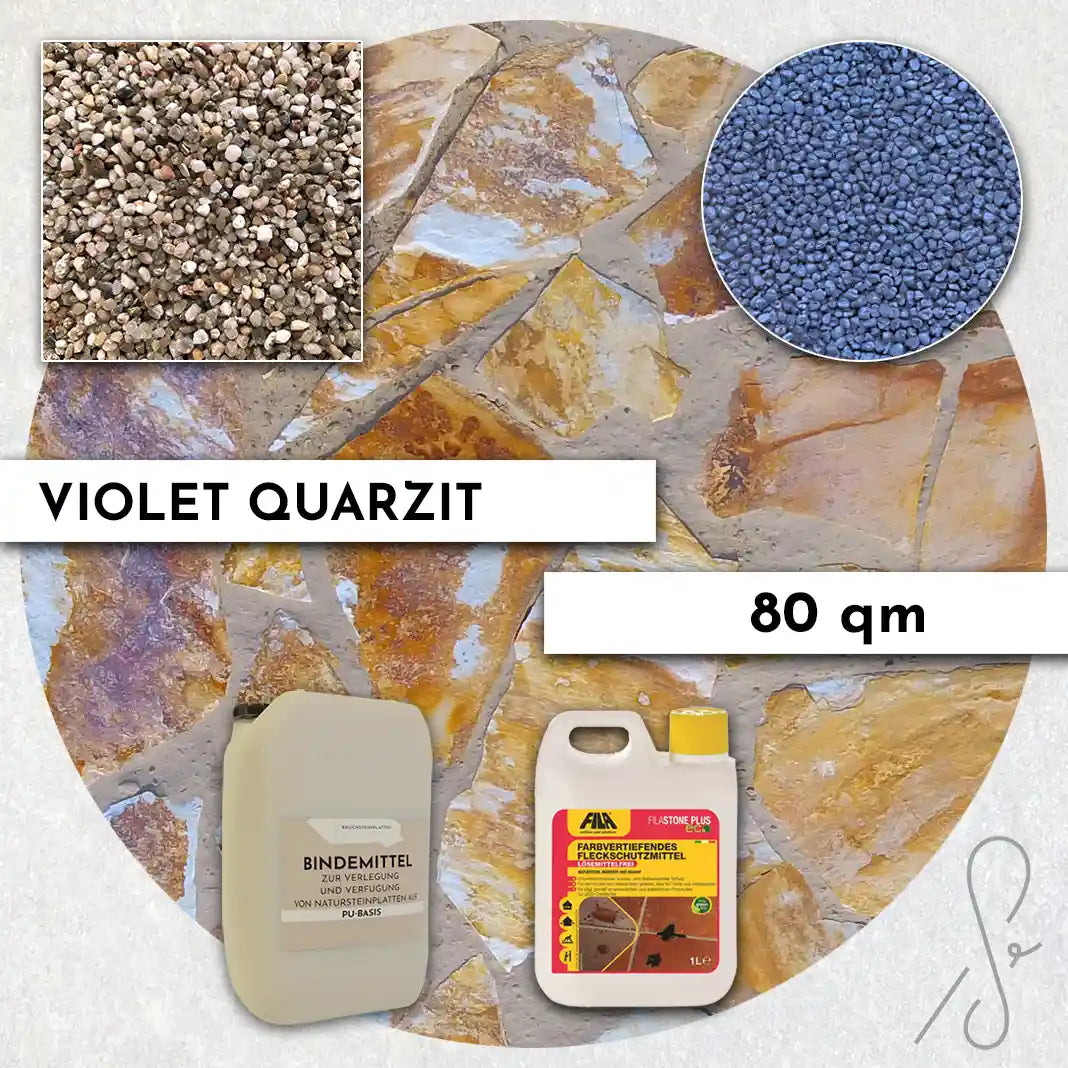 80 m² Terrassenpaket COMPRESA mit Violet Quarzit Platten