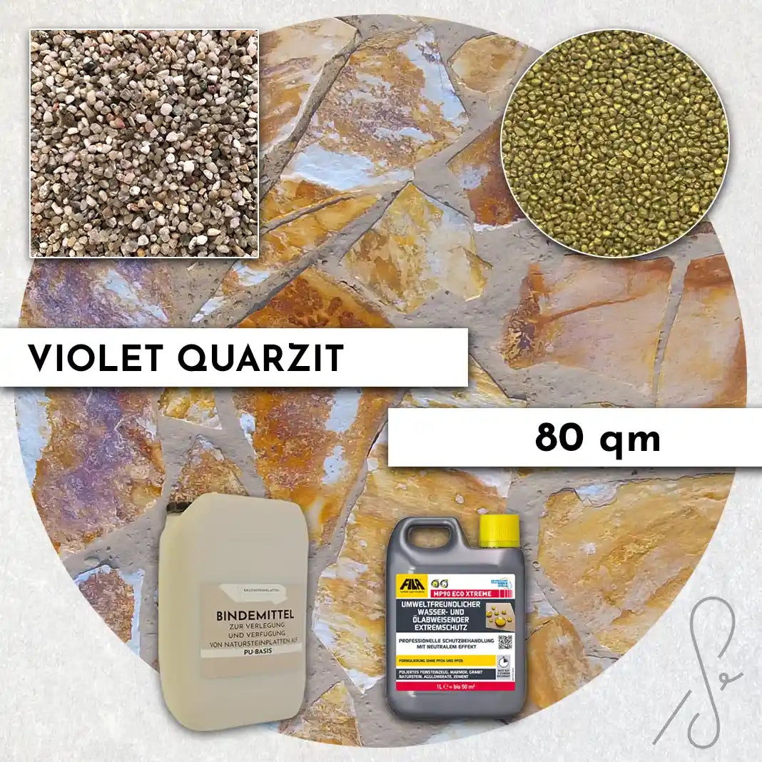 80 m² Terrassenpaket COMPRESA mit Violet Quarzit Platten