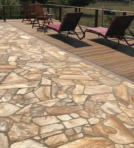 Mediterrane Terrassenplatten Quarzit Polygonalplatten Musterstein