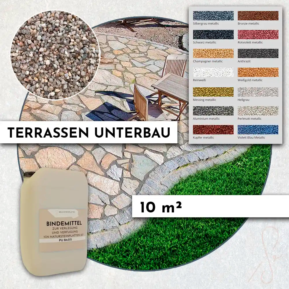 Terrassen Unterbau & Fugenmörtel für 10 qm Natursteinplatten verlegen