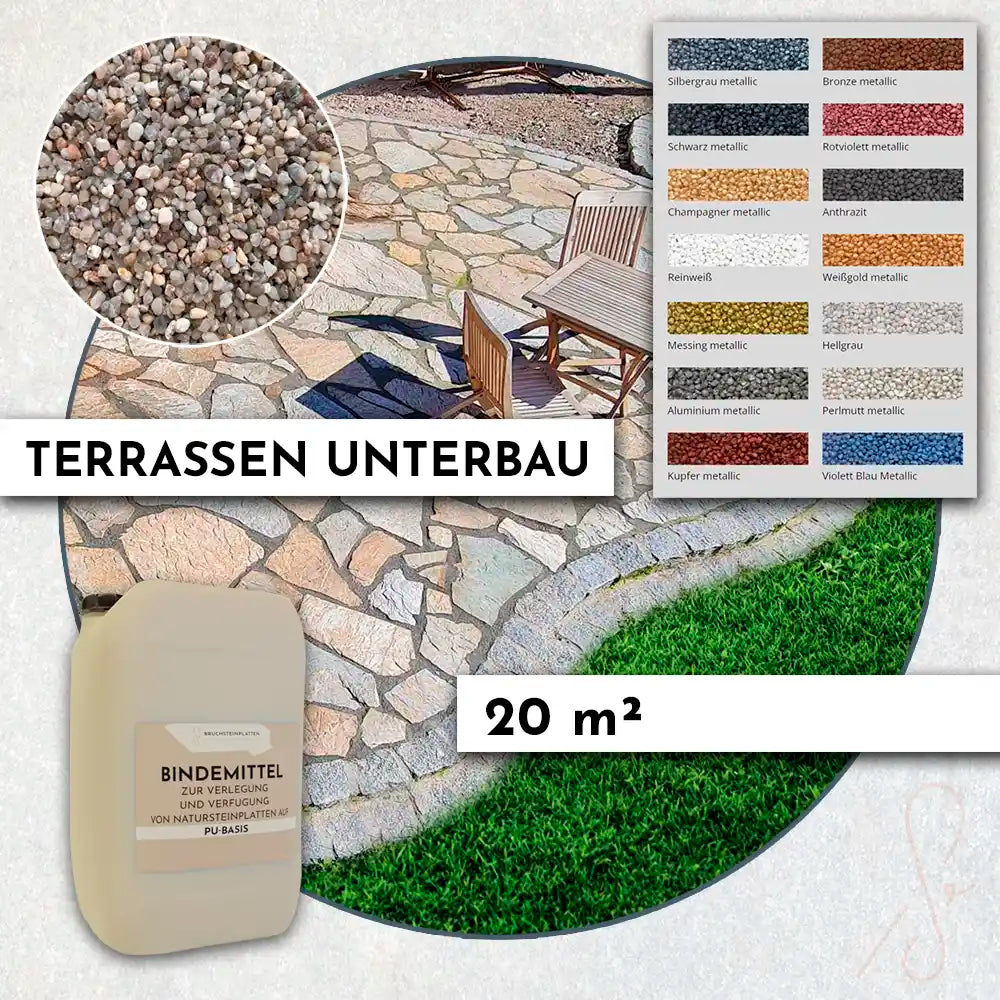Terrassen Unterbau & Fugenmörtel für 20 qm Natursteinplatten verlegen