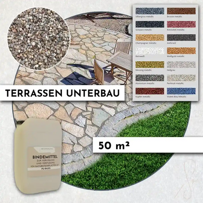 Terrassen Unterbau & Fugenmörtel für 50 qm Natursteinplatten