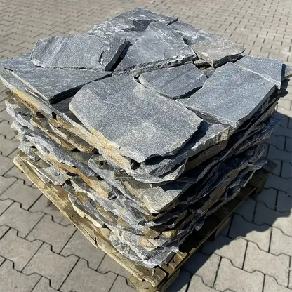 Natursteinplatte Deep Sea Quarzitplatten im Komplettpaket für 40qm Terrasse