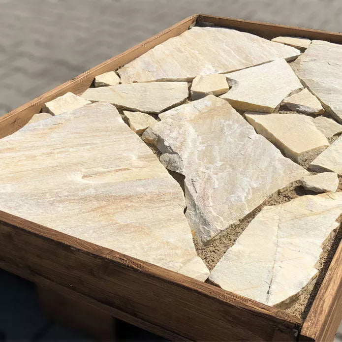 So sehen Quarzit Kallisto Natursteinplatten mit trockener Oberfläche aus