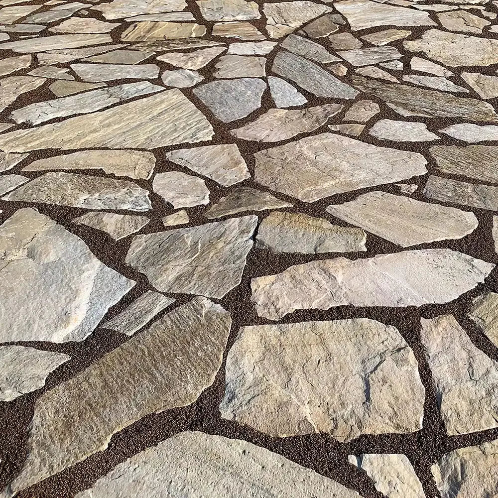 Polygonalplatte Kallisto Quarzit Natursteinplatten Oberflaechen Beispiel verfugt